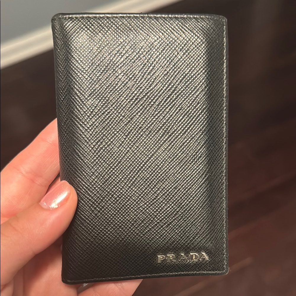 Prada Black Saffiano Leather Key Card Holder